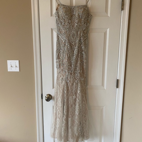 Beautiful Ivory Beaded/Lace Prom Gown Size 2 - Picture 5 of 7